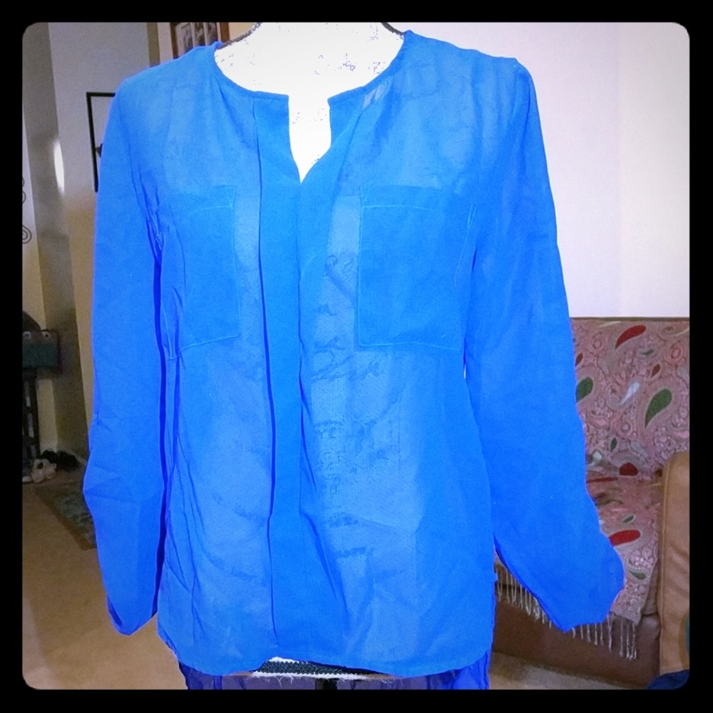 Cobalt blue sheer blouse